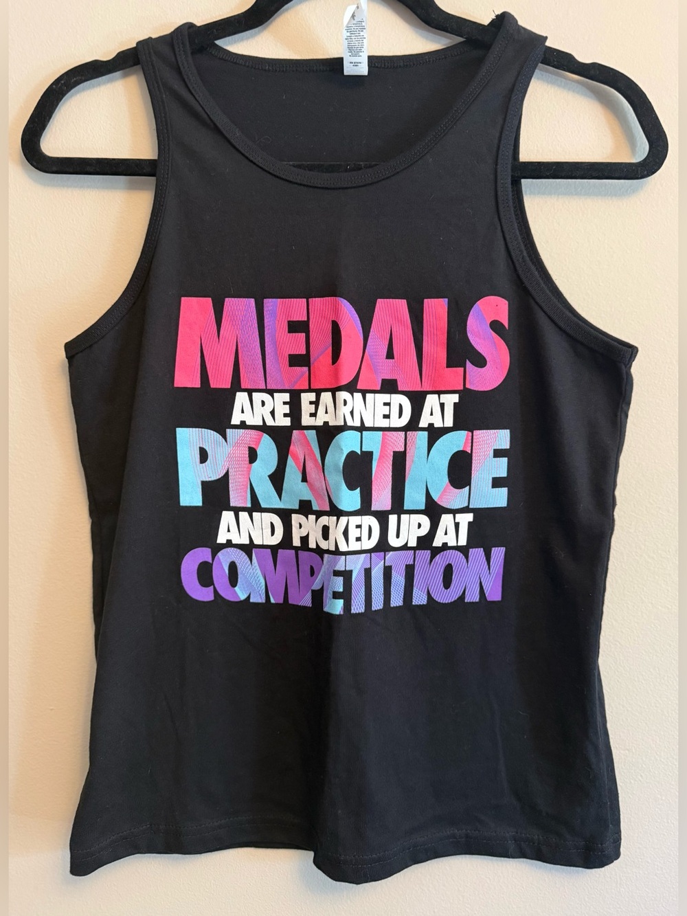 Bella Canvas Girls - Medals are earned at practice - Gymnastics Tank - L (14/16)